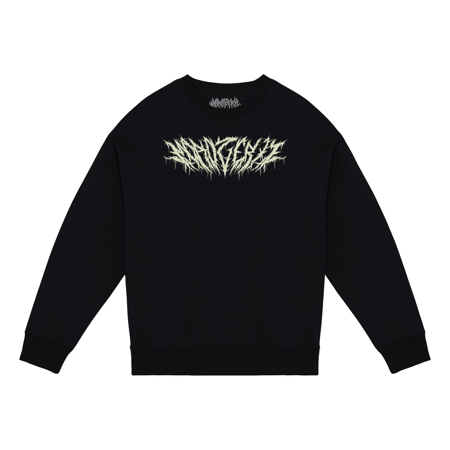 sweatshirt de la morozerie. Noir avec un lettrage jaunâtre dans un style hardcore