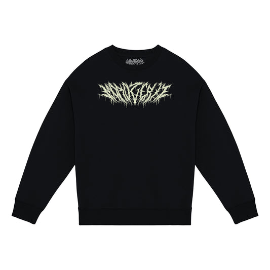 sweatshirt de la morozerie. Noir avec un lettrage jaunâtre dans un style hardcore