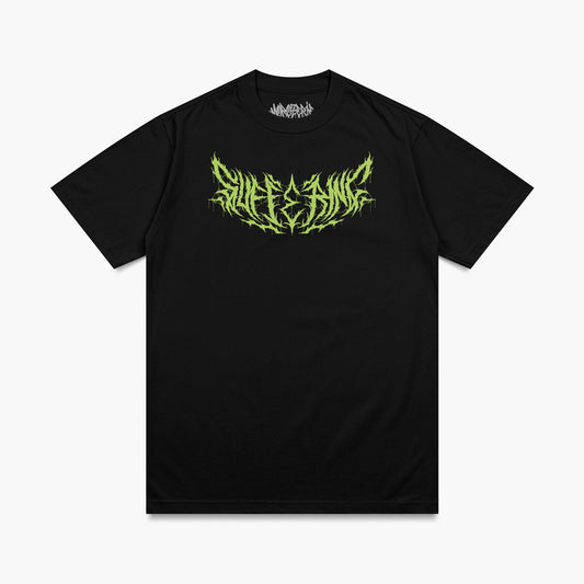 T-shirt de la Morozerie avec un lettrage hardcore vert "suffering"